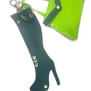 Sexy Boot & Bag Keychain, Green Boot Bag Keyring, Boot Keychain, Purse Keychain